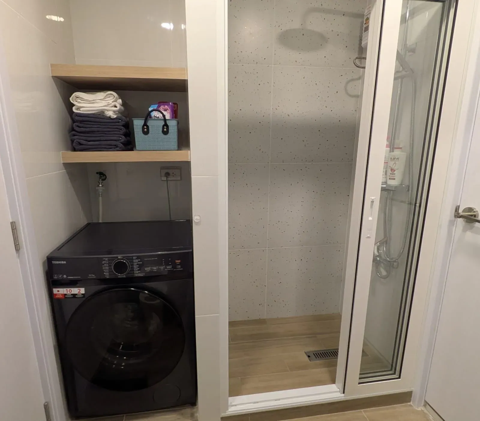 Laundry and shower area